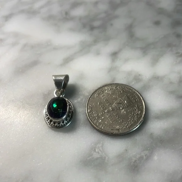 Mystic topaz 925 sterling silver pendant - Picture 5 of 6